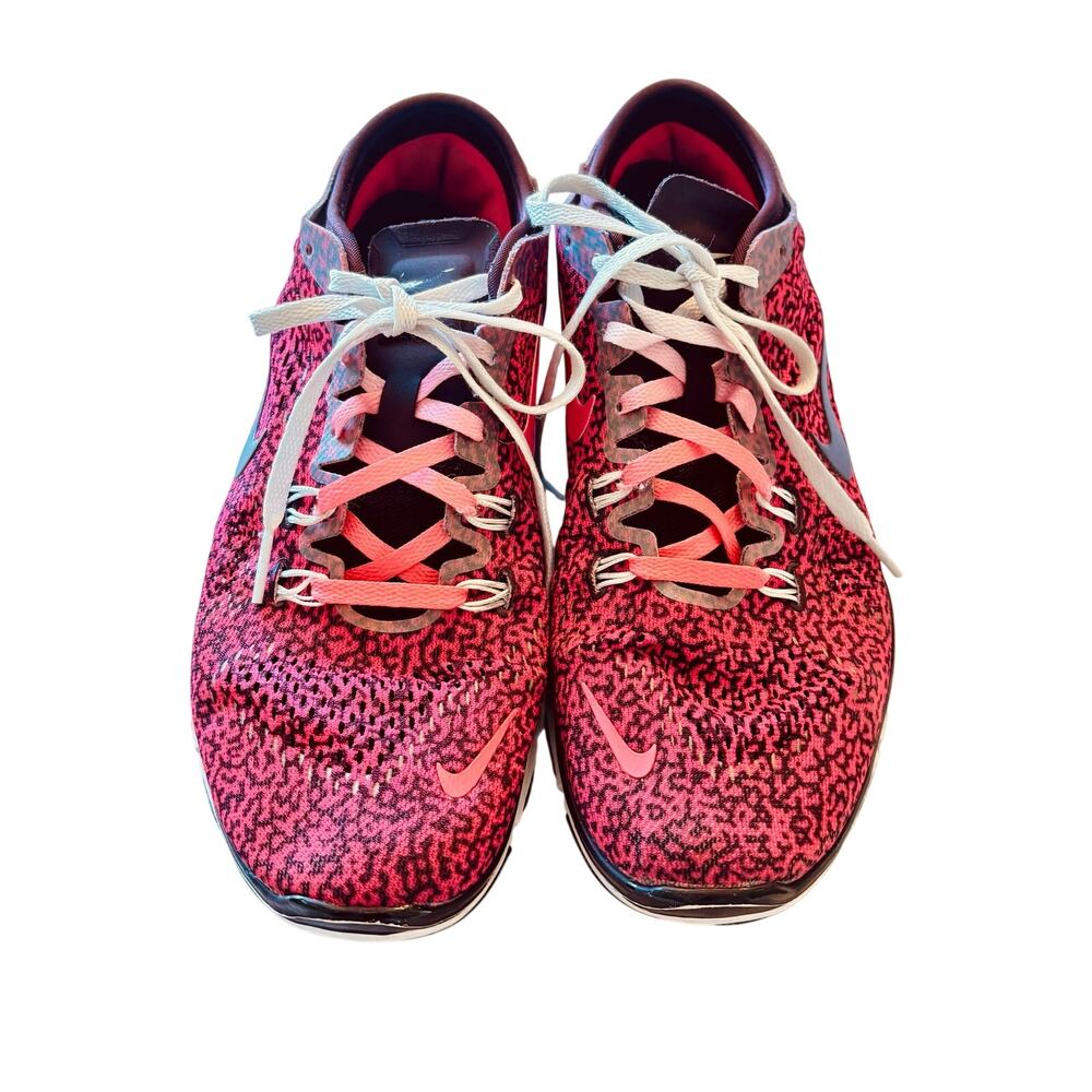 Nike Free 5.0 TR Fit 4 cross training speckled shoes hot pink n black womens sz9